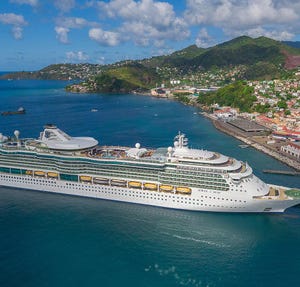 Royal Caribbean cruise liner in a port