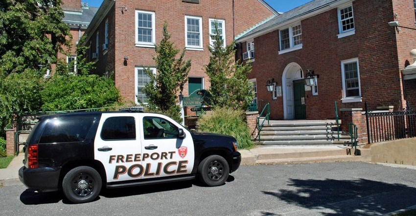 Freeport police department building and cruiser