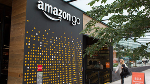 Image shows the outside of an Amazon brick-and-motor store.