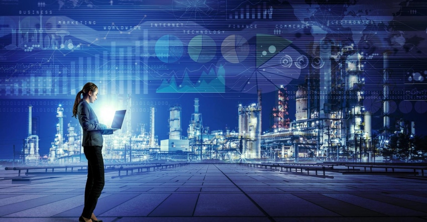Image shows an Internet of Things smart factory concept. Image shows an Internet of Things smart factory concept.