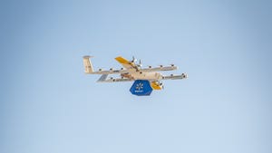 A Wing drone making a Walmart delivery.