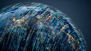 A globe formed of illuminated ones and zeroes A globe formed of illuminated ones and zeroes