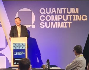 Image shows National Quantum Computing Centre (NQCC) deputy director for innovation Simon Plant at Quantum Summit 2022