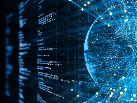 Image shows an abstract Digital network communication