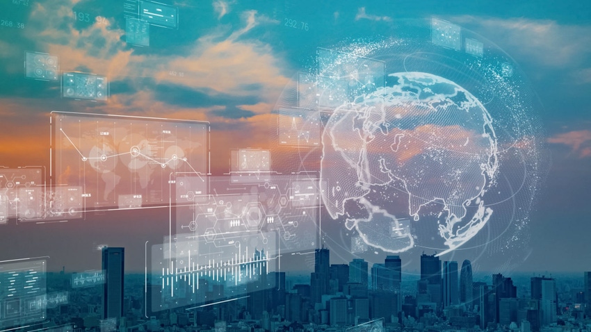 Image shows a global communication network concept. Digital transformation. DX. Image shows a global communication network concept. Digital transformation. DX.