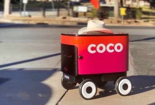 Image shows Coco's food delivery robot