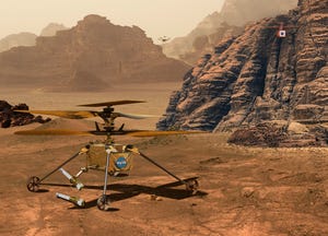 Illustration depicting three different of models of NASA’s solar-powered Mars helicopter, Ingenuity