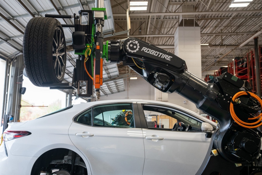 Image shows RoboTire Installing First Revolutionary Tire Changing System at Discount Tire