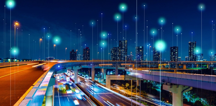 Image shows a modern cityscape and communication network concept. Image shows a modern cityscape and communication network concept.