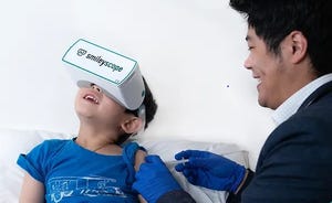 Patients wearing the VR headset see positive visual stimuli