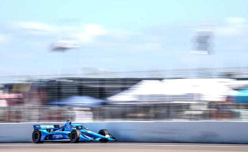 Alex Palou of Spain and driver of the #10 NTT DATA Chip Ganassi Racing Honda races during the NTT IndyCar Series Firestone Gr