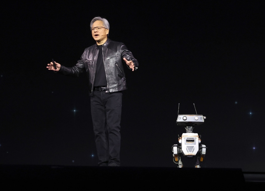 CEO Jensen Huang showcases Gr00t in Disney's BDX robots