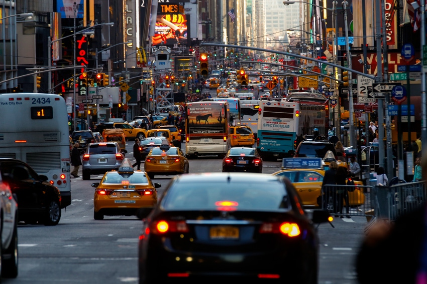 Traffic on New York's 7nd Avenue.