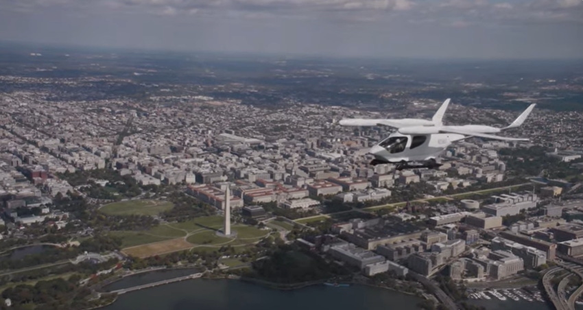 Beta Technologies' Alia electric aerial vehicle flies over Washington D.C.