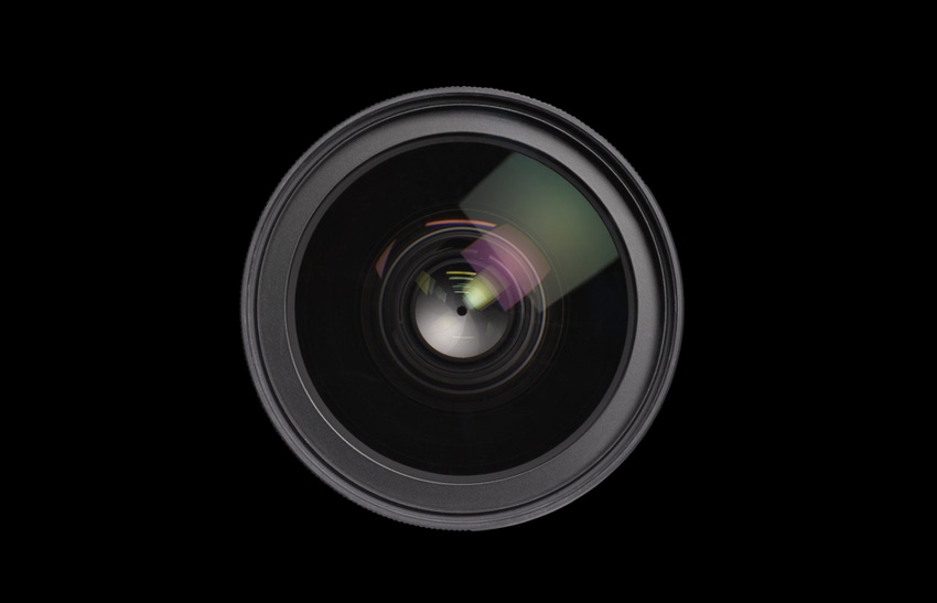 Image shows a Close up of lens on black background
