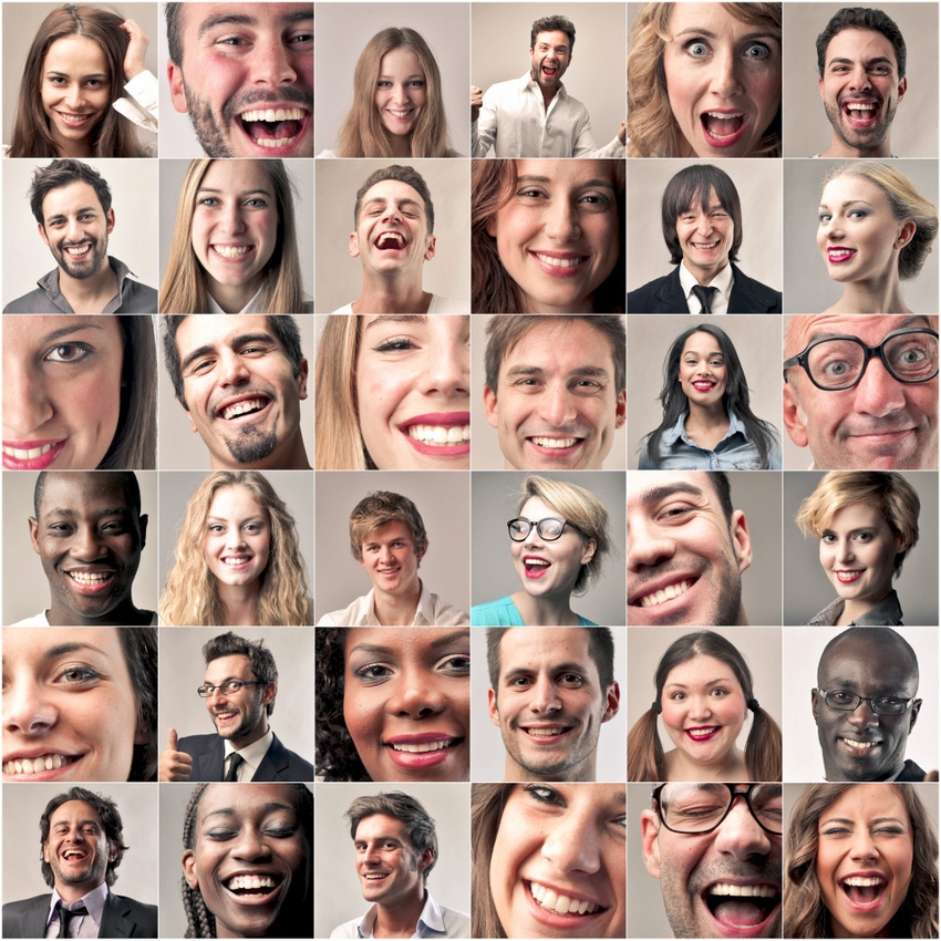 Smiling faces in a grid Smiling faces in a grid