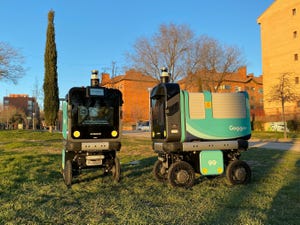 Image shows Ottonomy's autonomous delivery robot Ottobot in Spain