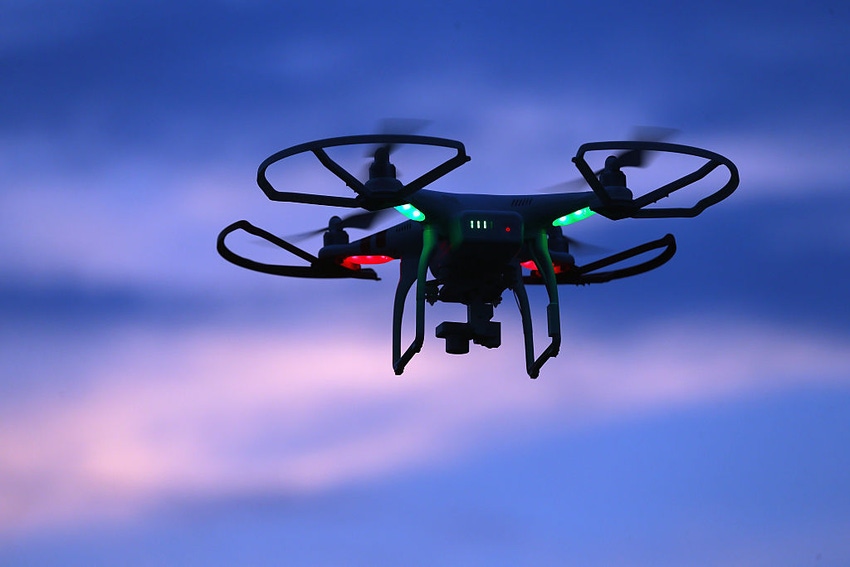 A drone is flown for recreational purposes in the sky above Old Bethpage, New York on August 30, 2015.