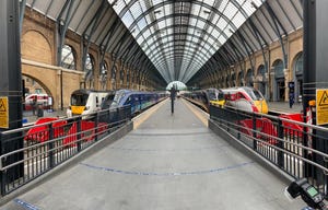 Trains at King's Cross station in London