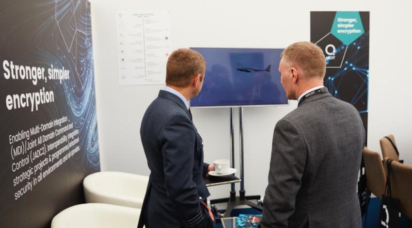 Image shows Royal Air Force personnel watching footage of Arqit and Blue Bear’s demonstration Image shows Royal Air Force personnel watching footage of Arqit and Blue Bear’s demonstration