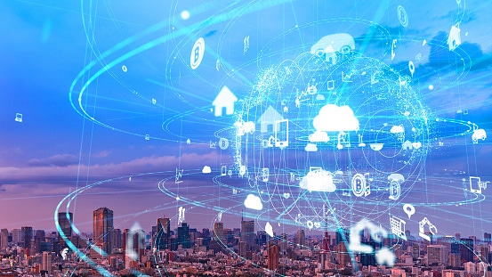 Image shows a global communication network concept. Image shows a global communication network concept.