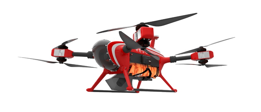 Image shows the Auxdrone lifeguard drone from General Drones