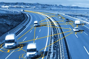 Image shows autonomous car and self driving concept.Intelligent transport background
