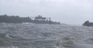 Hurricane Harvey flooding on Interstate 10