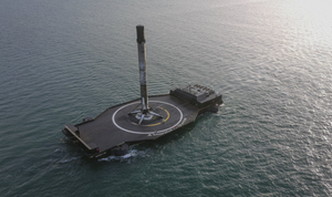 Images shows a SpaceX Autonomous rocket-recovery droneship