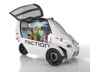 Image shows Faction's D1 electric three-wheeler