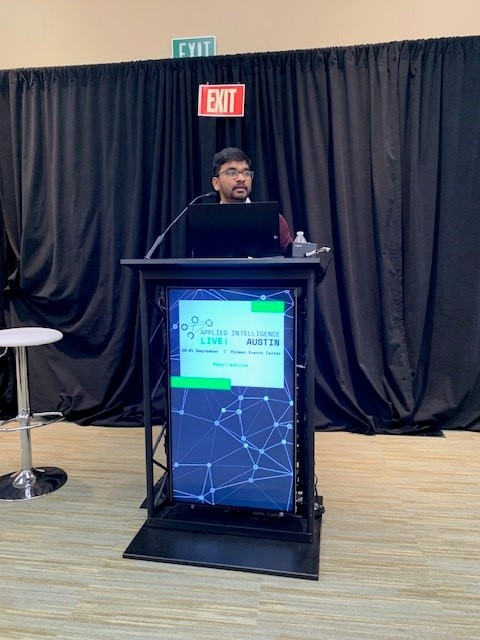 Sai Nikhilesh Kasturi, a senior data scientist at American Airlines at Applied Intelligence Live! in Austin, Texas. Sai Nikhilesh Kasturi, a senior data scientist at American Airlines at Applied Intelligence Live! in Austin, Texas.