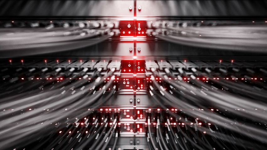 Fully loaded network media converters and ethernet switches. 3d rendering Fully loaded network media converters and ethernet switches. 3d rendering
