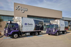 A Gatik self-driving truck delivering for Kroger.