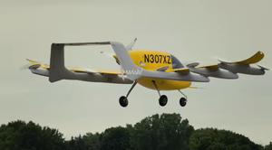 A Wisk Aero plane takes to the air