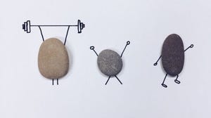 Image of rocks depicted with weights