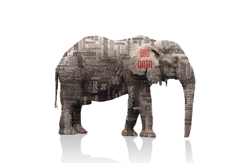 Illustration of elephant with big data language displayed on it
