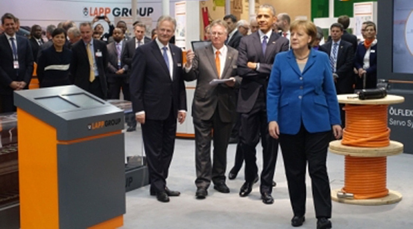 Barack Obama and Angela Merkel at Hannover Messe