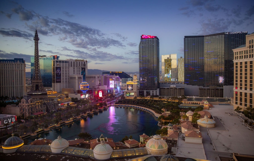 The Bellagio Hotel & Casino's water fountain lake is viewed from Caesars Palace Hotel & Casino on August 13, 2023 in Las Vegas, Nevada. The Bellagio Hotel & Casino's water fountain lake is viewed from Caesars Palace Hotel & Casino on August 13, 2023 in Las Vegas, Nevada.