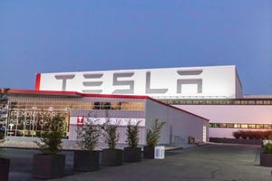 Image shows the Tesla Factory in Fremont California USA
