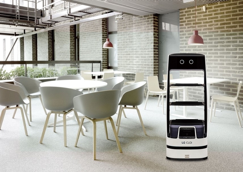 LG's CLOi service robot in a restaurant 