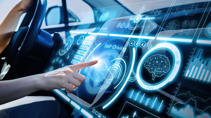 Image shows a futuristic instrument panel of vehicle. Image shows a futuristic instrument panel of vehicle.