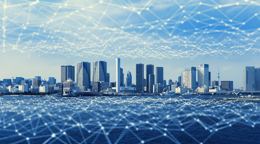 Image shows modern city and communication network, Internet of Things. Image shows modern city and communication network, Internet of Things.