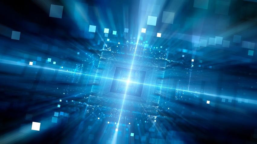 Blue glowing hardware with particles, computer generated abstract background Blue glowing hardware with particles, computer generated abstract background