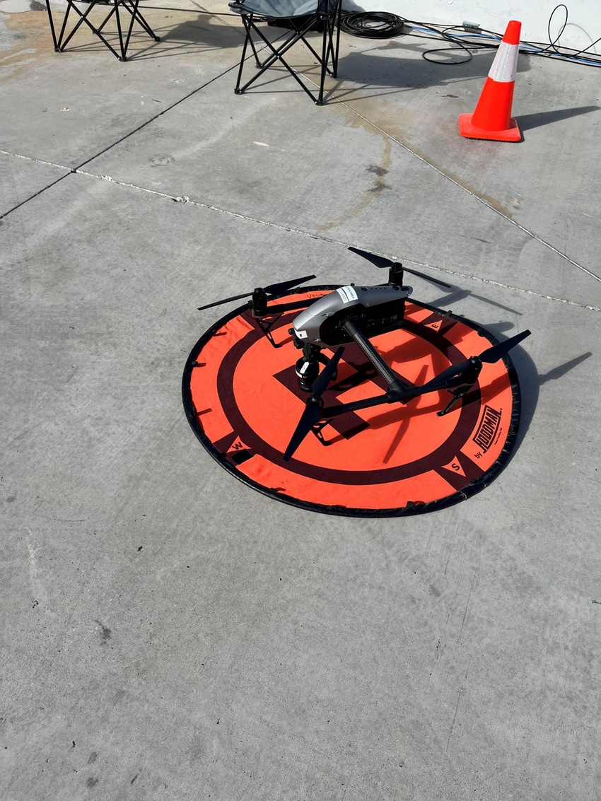 Image shows a drone overheadIndy Autonomous Challenge at CES 2023