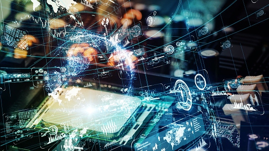 Image shows mage shows an electronic circuit and futuristic technology concept. Image shows mage shows an electronic circuit and futuristic technology concept.