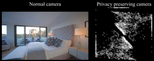 Regular camera feed vs the new privacy-protecting feed