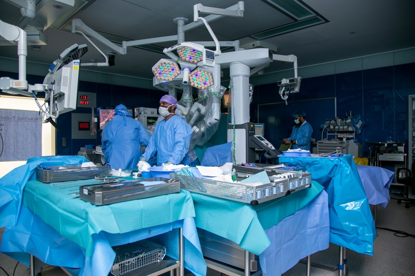 The robot surgeon in-action during the procedure
