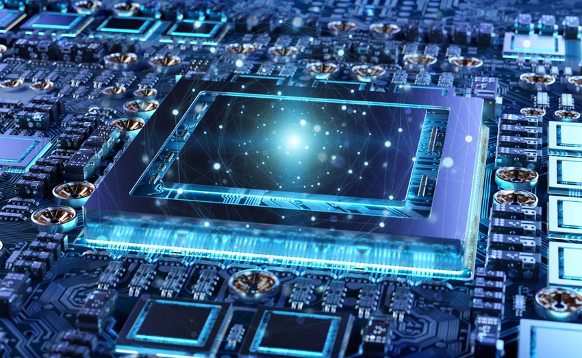 A creative image of a lit processor in blue