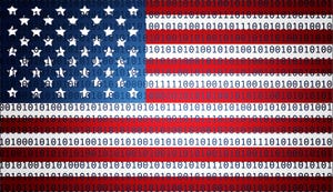 American flag with binary numbers