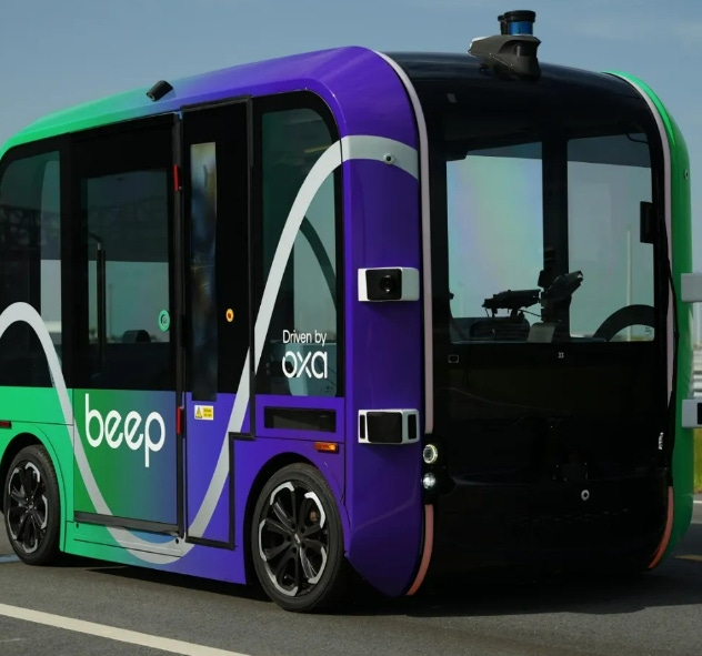 A Beep autonomous shuttle powered by Oxa's Oxa Driver self-driving software.